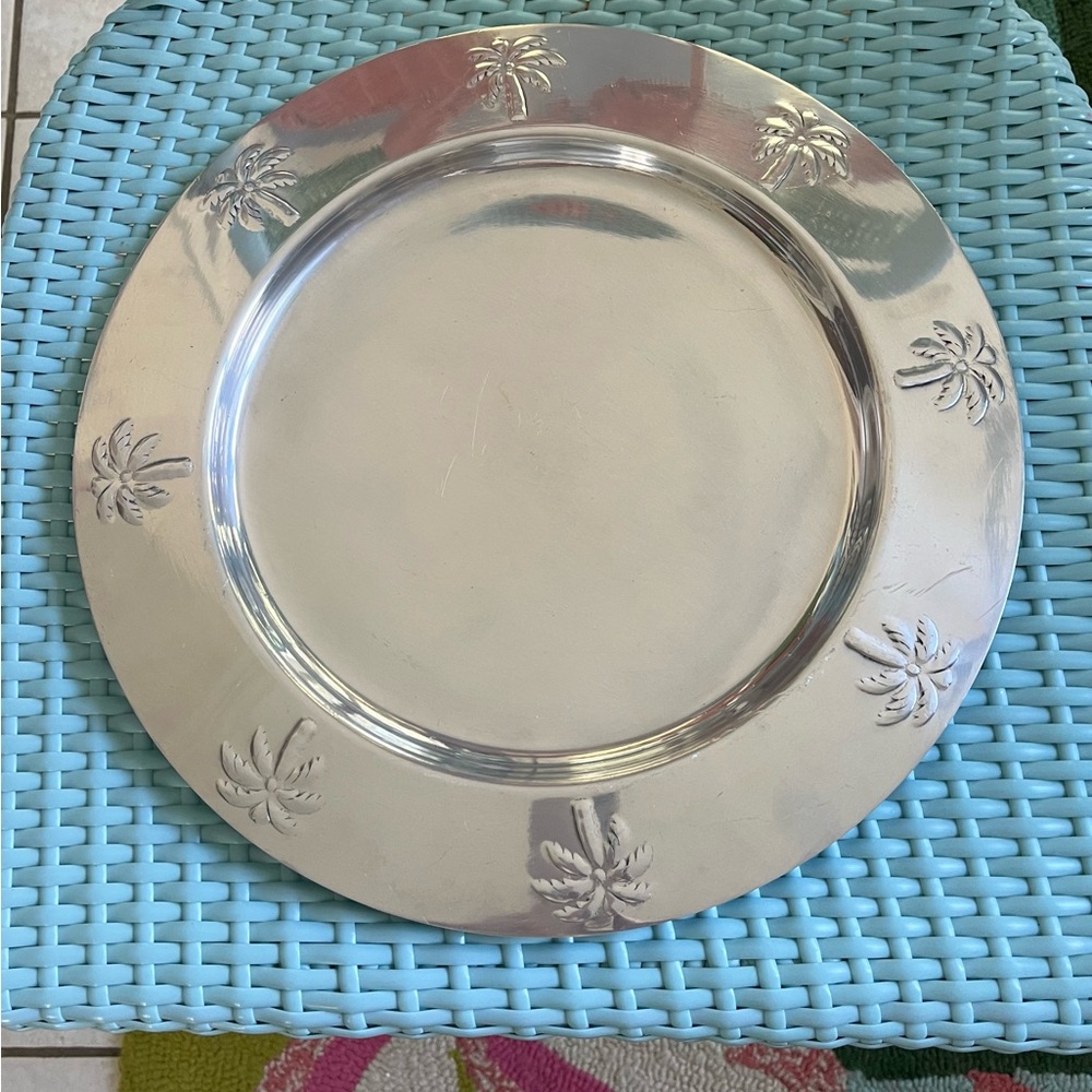 Silver Palm Tree Charger Plate